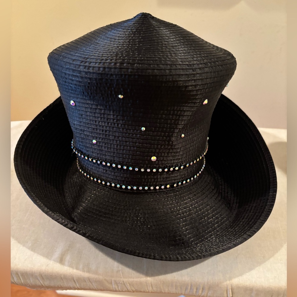 Black Hat with Rhinestone Accents